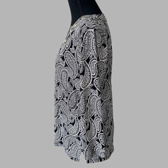 Michael Kors Paisley Print Stretch Jersey  Blouse - Picture 2 of 13